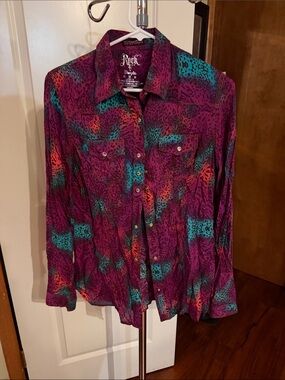 Rock & Republic Multicolor Animal Print Button-Down Shirt